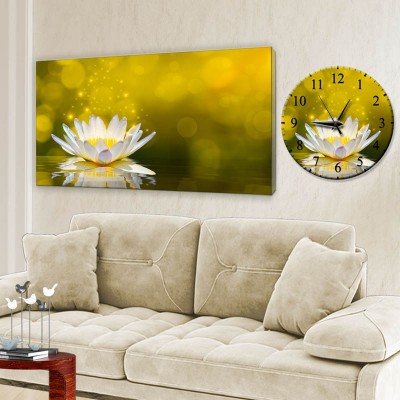 Lotus Çiçeği Kanvas Tablo - Saat